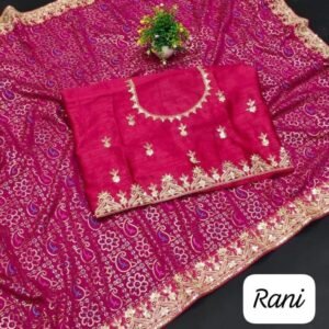 Beautiful Rani Color Vichitra Silk Saree