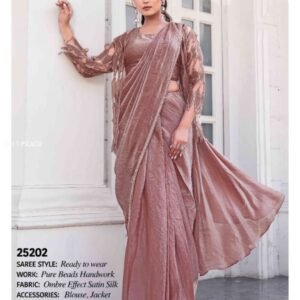 Beautiful Ready To Wear Peach Saree With Jacket