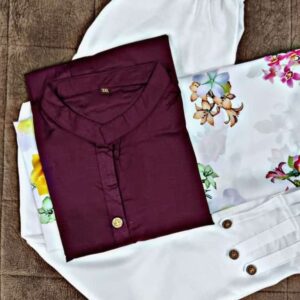 Beautiful Rubi Cotton Brown Kurti With Pant and Dupatta