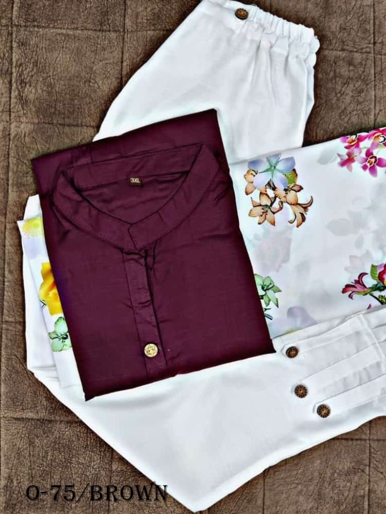beautiful rubi cotton brown ku 1724418636 Beautiful Rubi Cotton Brown Kurti With Pant and Dupatta