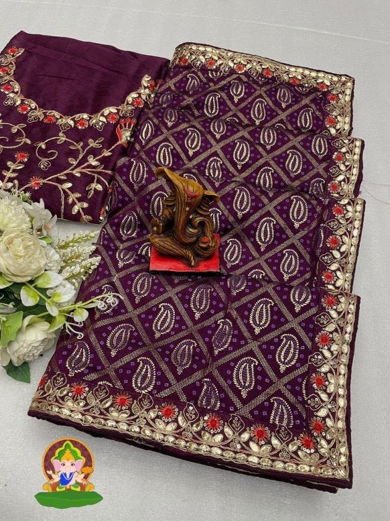 beautiful sequence codding wor 1727346658 Beautiful Sequence Codding Work Vichitra Silk Wine Saree