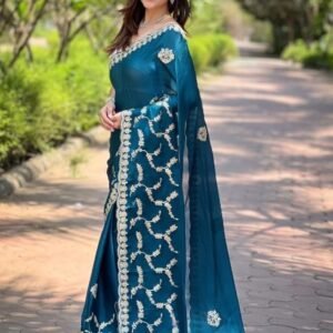 Beautiful Soft Satin Chiffon Rama Saree