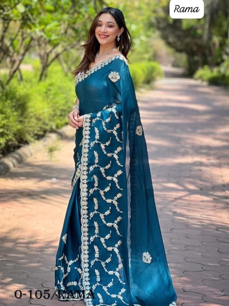 beautiful soft satin chiffon r 1725272819 Beautiful Soft Satin Chiffon Rama Saree