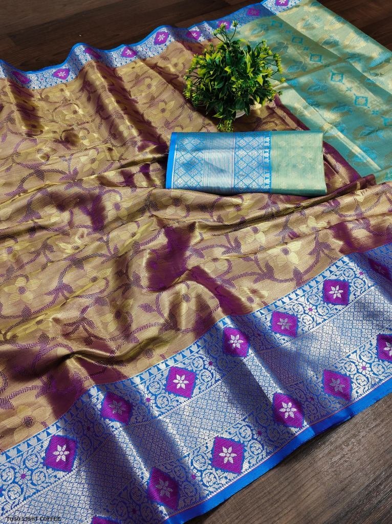 beautiful soft silk light coff 1718020734 Beautiful Soft Silk Light Coffee Saree With Gold Zari Weaving