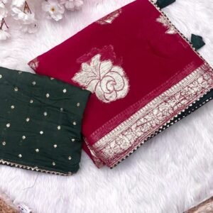 Beautiful Soft Viscose Weaving Cherry Saree