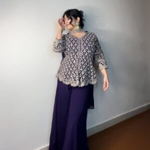 Beautiful Three Piece Suit In Purple Color