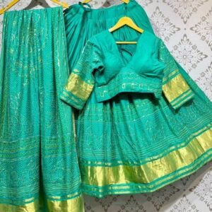 Beautiful Turquoise Color Choli With Gajji Dupatta