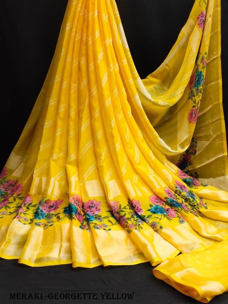 beautiful yellow color lightwe 1716981433 Beautiful Yellow Color Lightweight Pure Moss Georgette Sarees