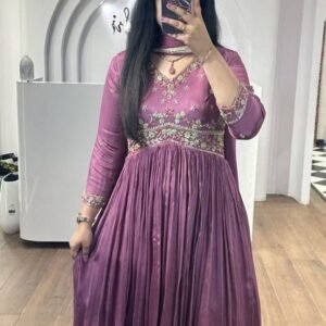 Beautifull Shinny Silk Grape Colour Gown