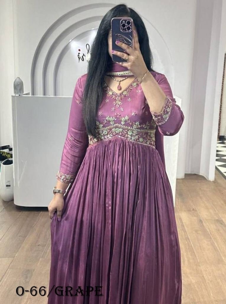 beautifull shinny silk grape c 1724233533 Beautifull Shinny Silk Grape Colour Gown