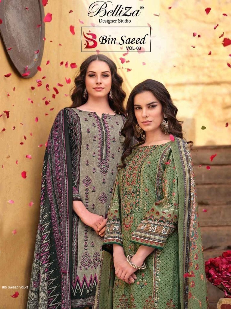 belliza bin saeed vol 3 cotton 1713153507 Belliza Bin Saeed Vol 3 Cotton Unstitch Dress Material