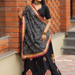 Best Collection Black Muslin Cotton Lehenga Choli