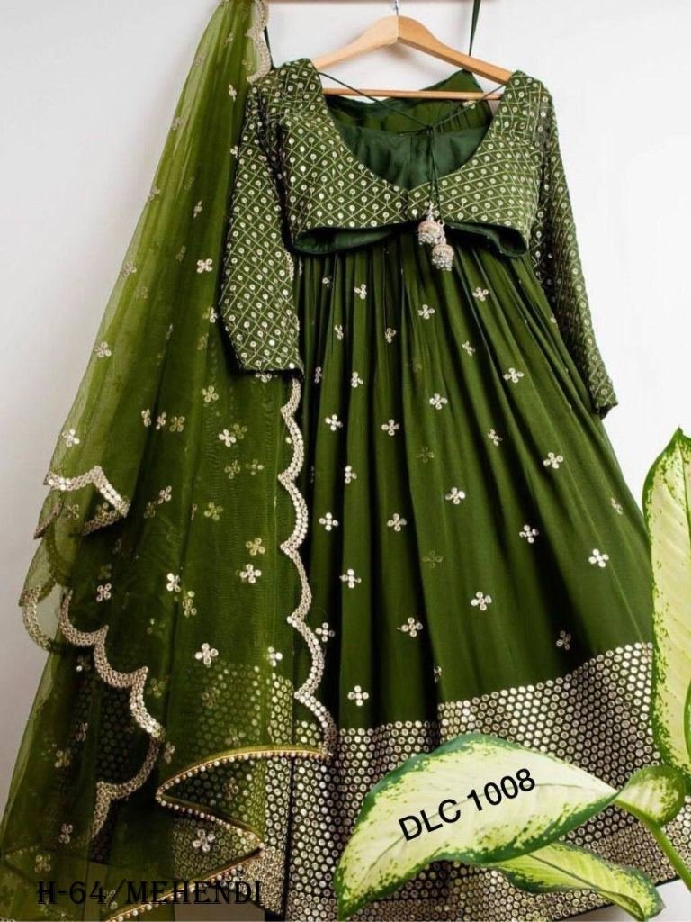 best collection mehendi george 1724417147 Best Collection Mehendi Georgette Lehenga Choli With Dupatta
