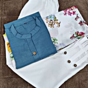 Best Cotton Fabric Ocean Blue Kurtis