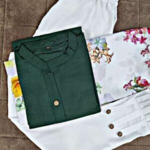 Best Dark Green cotton Kurti With Dupatta