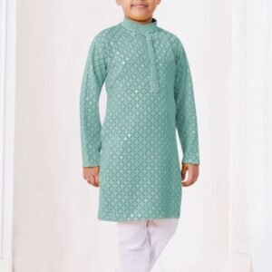 Best Kids Wear Collection Sea Green Kurta and Pant Set