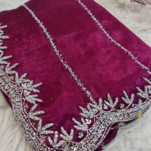 Best Cherry Pink Zimmy Choo Handwork Saree