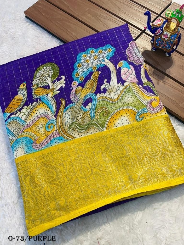 best printed purple with yello 1724331893 Best Printed Purple With Yellow Pallu Saree