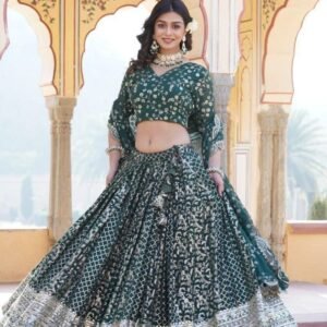 Best Quality Green Pure Viscose Lehenga Choli With Dupatta