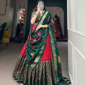 Best Quality Red Tussar Silk With Foil Work Lehenga Choli