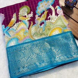 Best Quality Wine With Blue Pallu Saree