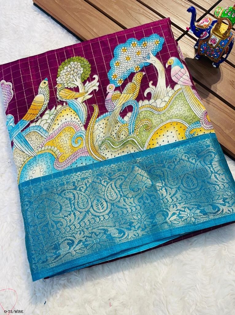 best quality wine with blue pa 1724332743 Best Quality Wine With Blue Pallu Saree