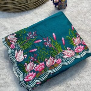 Best Rama Embroidery Work Tussar Silk Saree