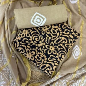 Black and Khakhi Wax Batik Pure Cotton Dress Material