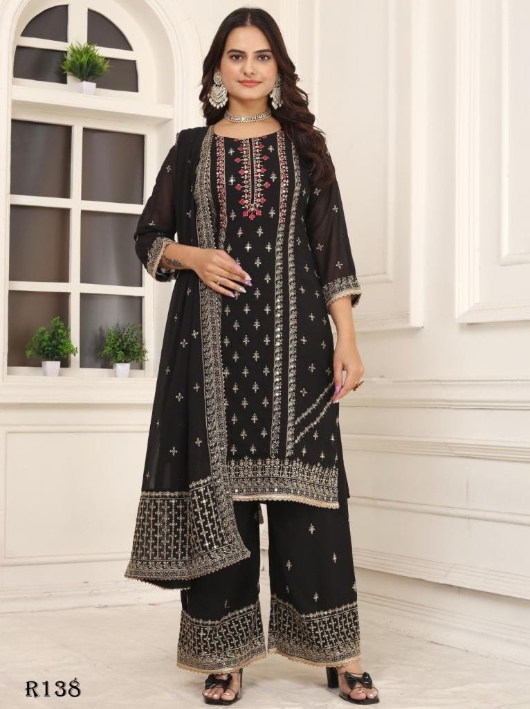 black designer georgette suits 1720765902 Black Designer Georgette Suits With Embroidery Work