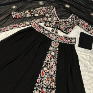 Black Festival Wear Thread Work Georgette Lehenga