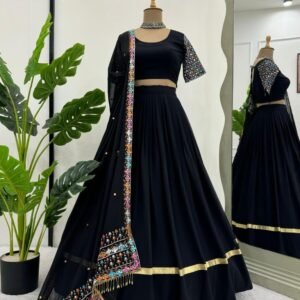 Black Georgette 9mm Sequence Navratri Chaniya Choli