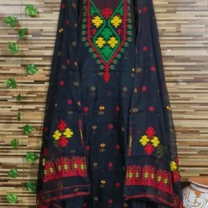 Black Latest Dhakai Jamdani Two Piece Dress Material