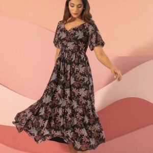 Black Mulberry Floral Printed Maxi