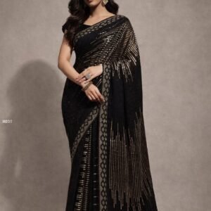 Black Party Wear Georgette Multi Sequence Work Saree