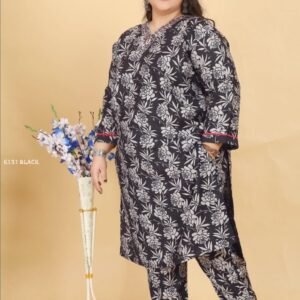Black Plus Size Comfortable Ethnic Wear 3Pice Set