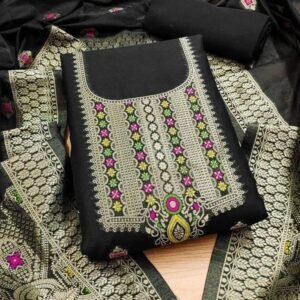 Black Banarasi Silk Work Unstitch Salwar Suit