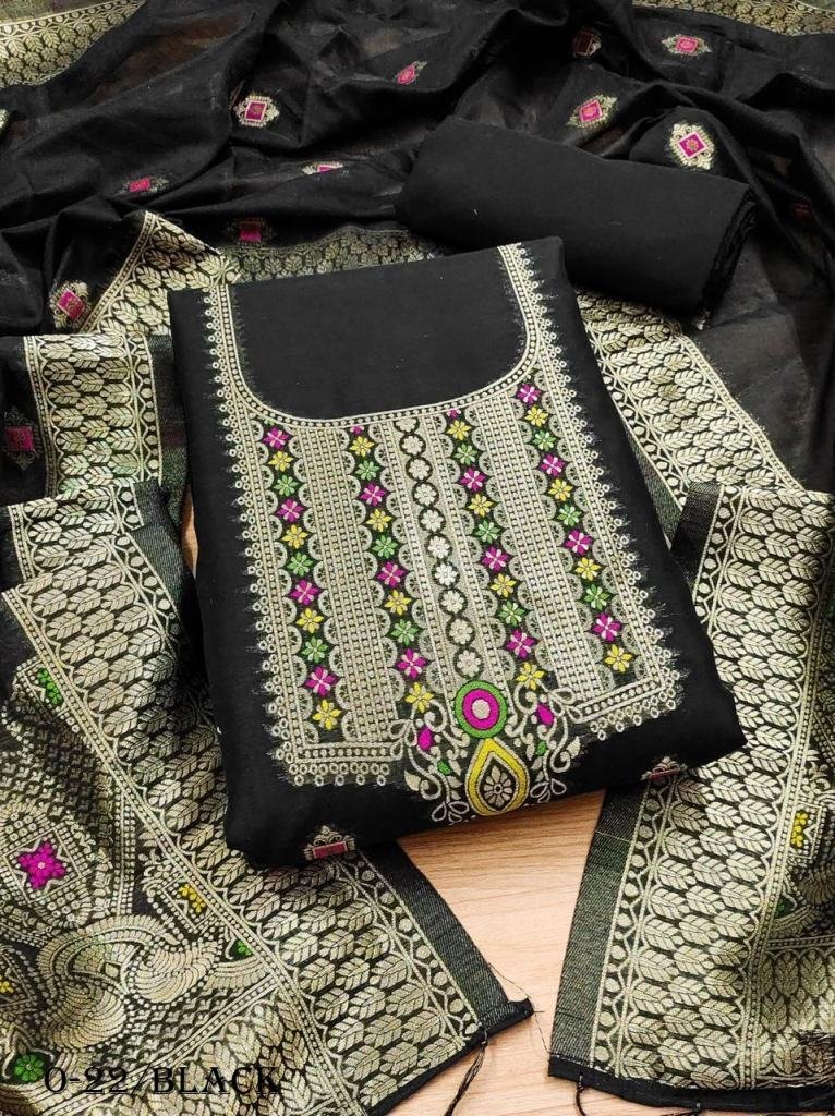 black salwar suit with chander1 1721813790 Black Banarasi Silk Work Unstitch Salwar Suit