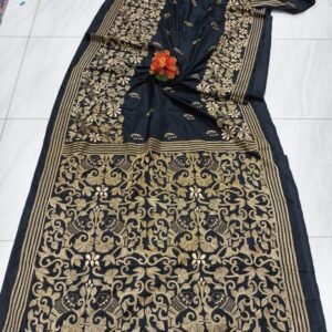 Black Soft Bangalori Handcraft Kanthastich Saree