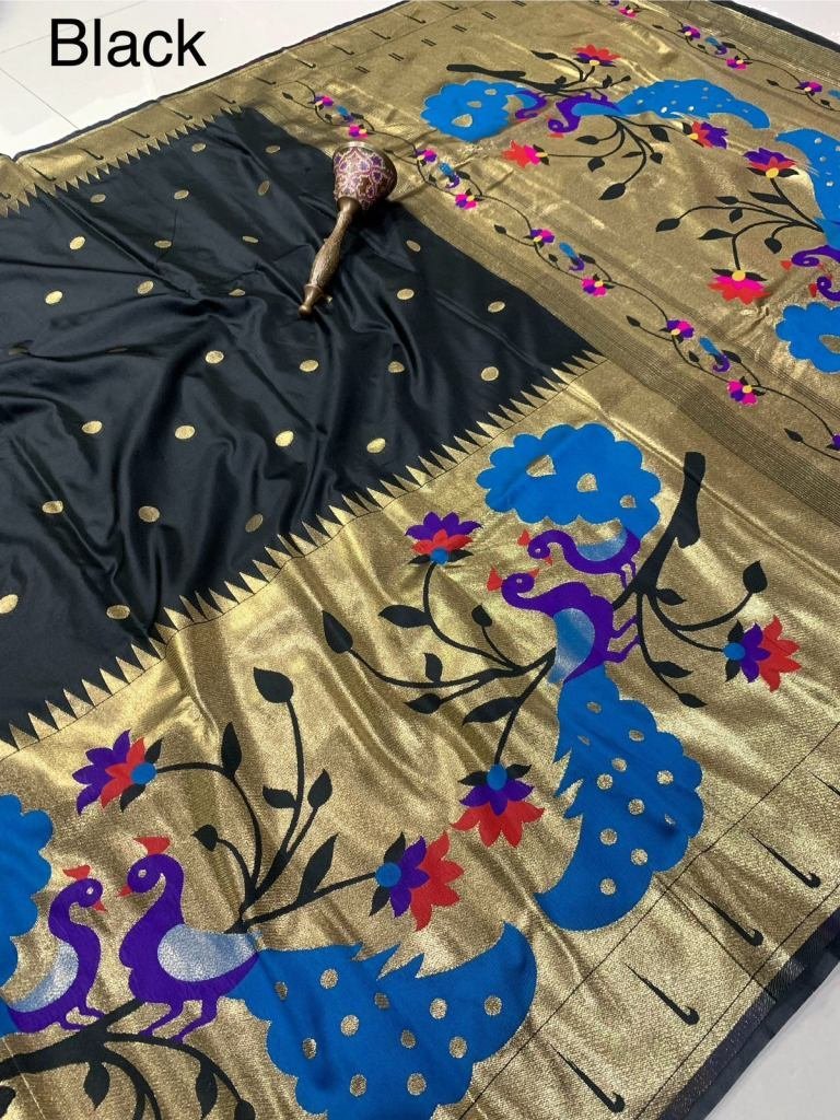 black soft kanchivaram pethani 1729082664 Black Soft Kanchivaram Pethani Silk Saree