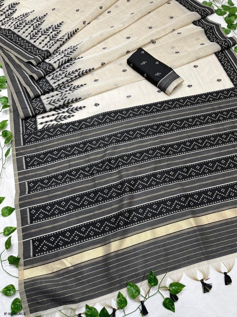 black soft muga silk saree wit 1715863564 Black Soft Muga Silk Saree With Tassels