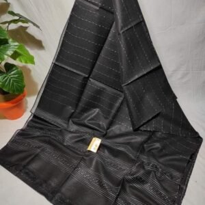 Black Striped Kota Viscose Silk Saree