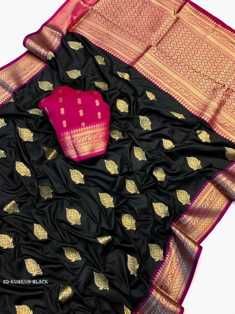 black wedding zari border soft 1712914562 Black Wedding Zari Border Soft Silk Saree