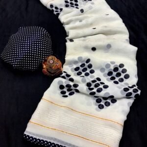 Blue Attractive Whiter Soft Georgette Saree