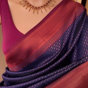 Blue Beautiful Festival Wear Soft Lichi Silk Saree