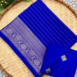 Blue Beautiful Georgette Saree With Viscose Border