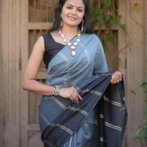 blue designer rich pallu with jacquard work cotton saree