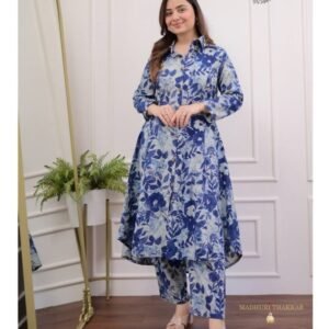 Blue Lilan Cotton Co ord Set For Women