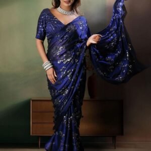 Blue Party Wear Rangoli Silk 5 MM Sequence Saree