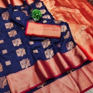 Blue Soft Silk Sarees With Design Border For Womens Wear
