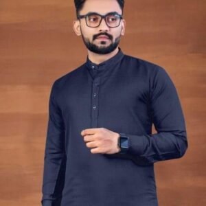 Blue Style Mens Wear Cotton Short Kurta